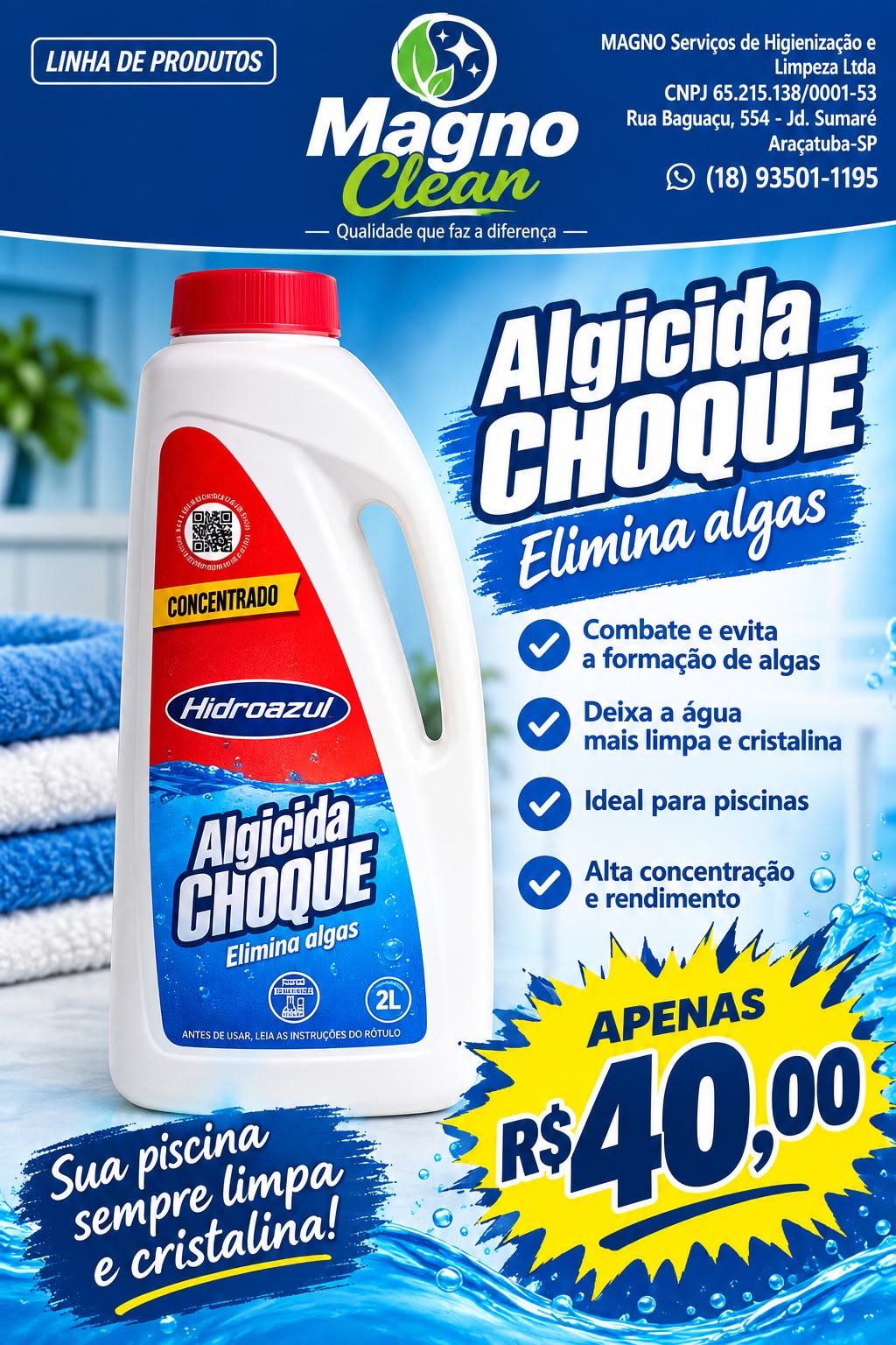 Algicida Choque Hidroazul 2 L · concentrado